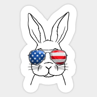 American Flag 4th of July Patriotic Rabbit Kids Sticker